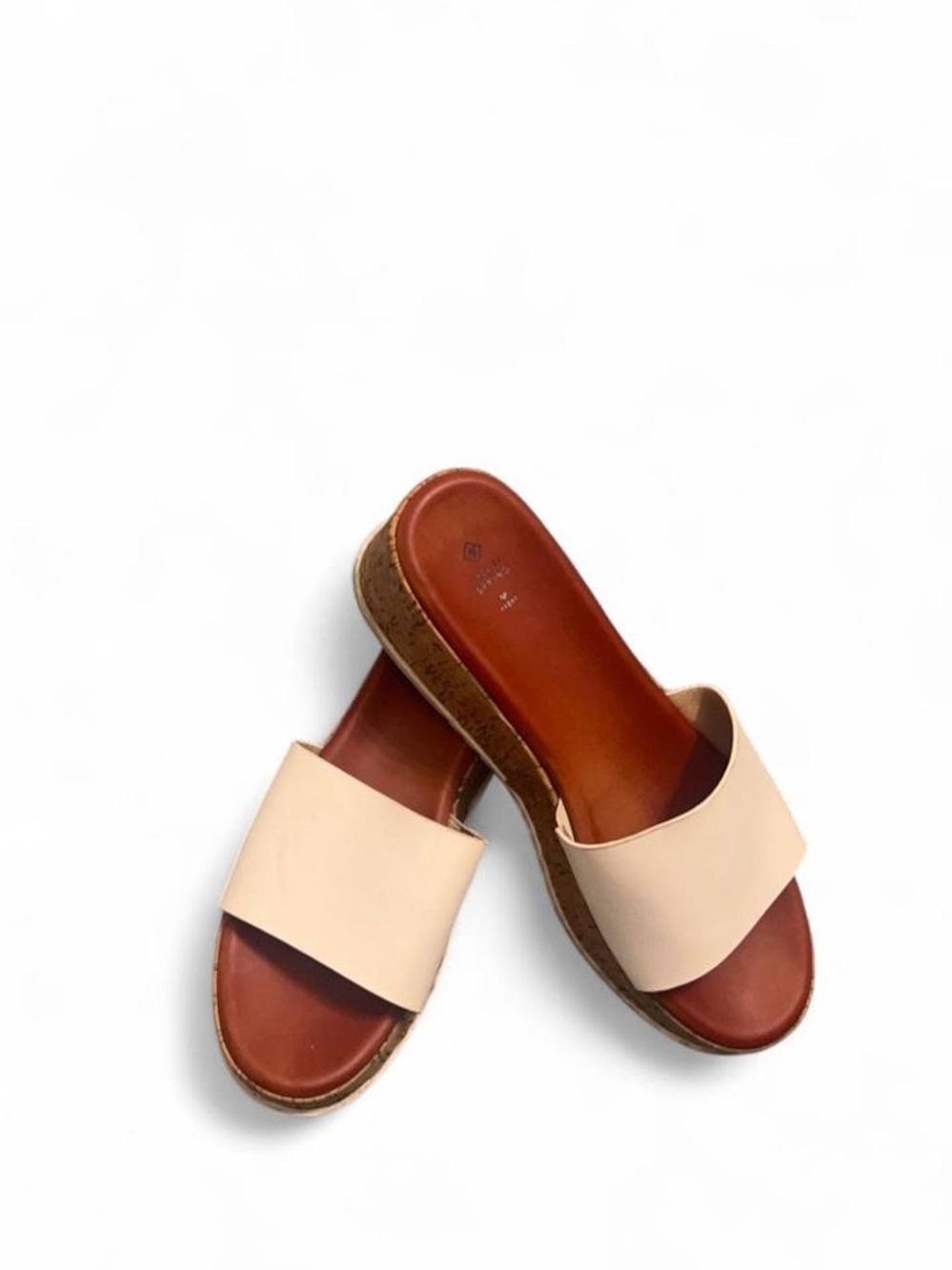 Women's Slide Platform Sandals in Blush and Tan